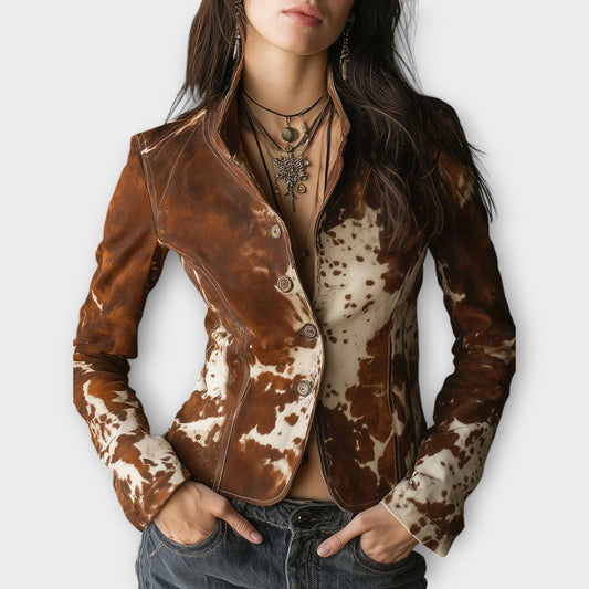 Giacca in camoscio con stampa cowhide vintage