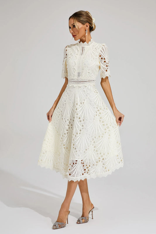 Hallie | Abito Midi di Pizzo