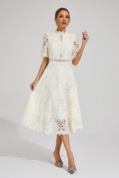 Hallie | Abito Midi di Pizzo