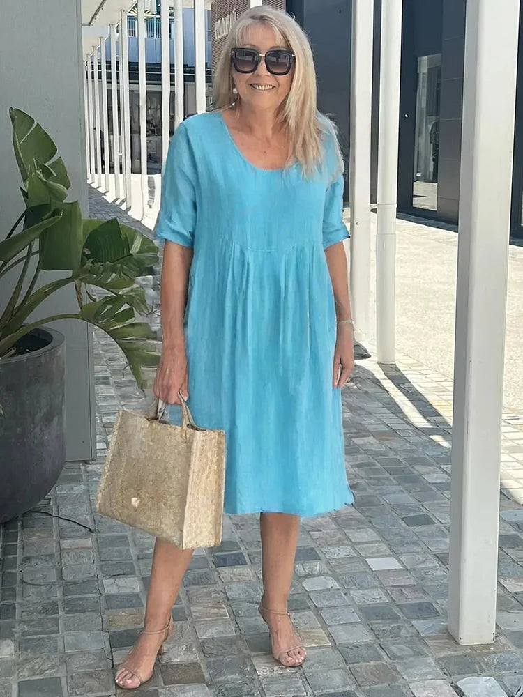 Noara - Abito Tunica di Cotone Casual con tasche