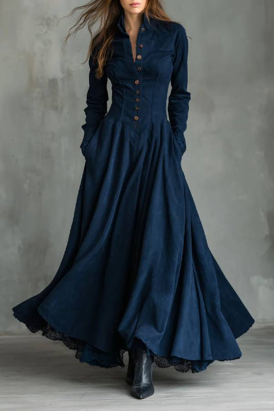 Zendaya | Abito maxi con collo camisero