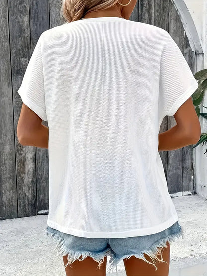 Marylou - Top a maniche corte con scollo redondo casual