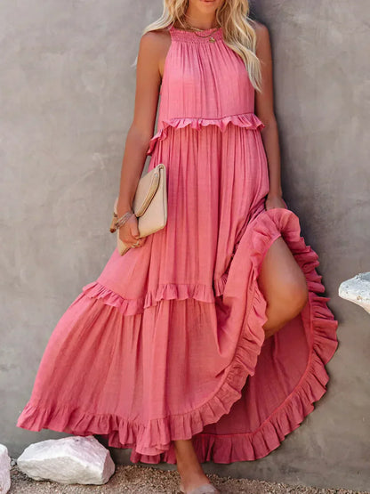 Ilona - Abito Halter con Volant e Tasche Maxi