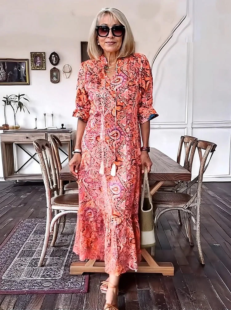 Mevelyn - Abito Boho di Paisley con Borlas