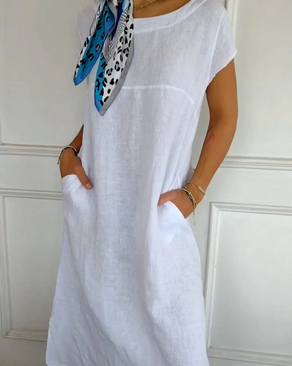 Juniper - Abito in cotone Lino a la Moda con tasche
