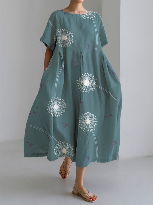 Fern - Abito maxi Elegante con Stampa di Diente di León