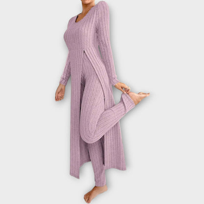 Set Lounge di Maglia Acanalado con Tunica di scollo a V