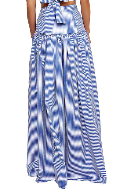Ippolita Camicia a collo alto a righe e gonna da tailleur Plissettata