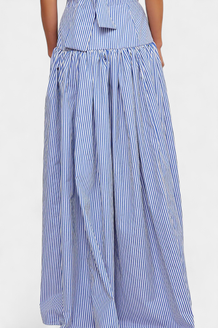Ippolita Camicia a collo alto a righe e gonna da tailleur Plissettata