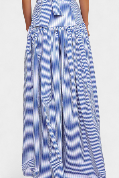Ippolita Camicia a collo alto a righe e gonna da tailleur Plissettata