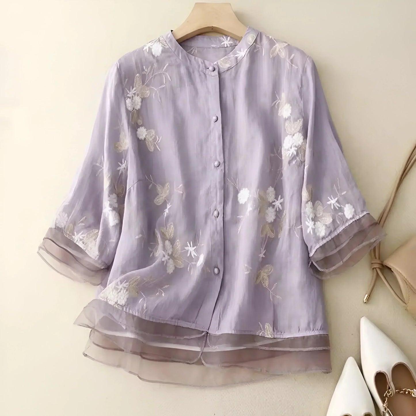 Carmelita – Blusa Transparente Ricamata