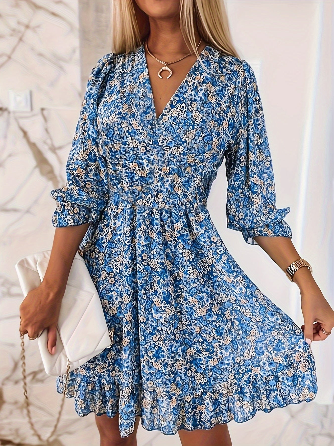 Evie | Elegante Abito mini con Volant Florales