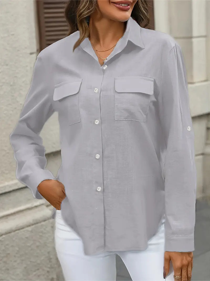 Athena - Camicia di Cotone con Tasche Frontali