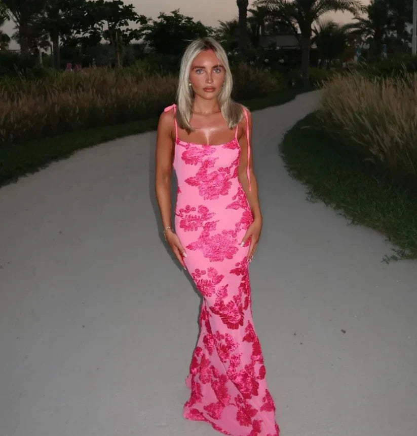 LILY - Abito maxi Floreale con Spalline Ajustables