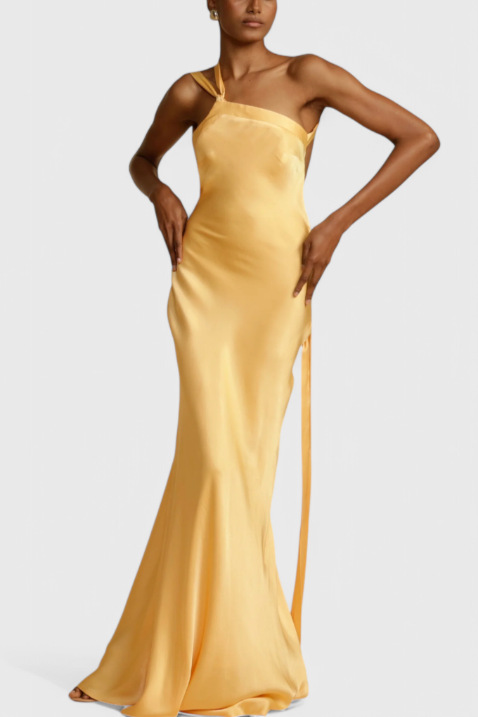 Lucra Abito maxi con Spalline Diagonales e Schiena Scoperta