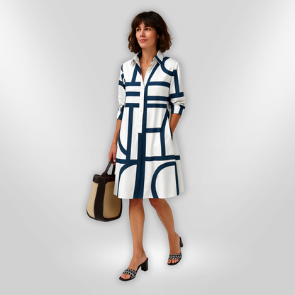 Helena | Abito Midi con Motivo Geometrico