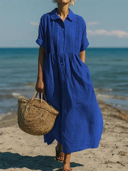 Abito chemisier Midi in Cotone Fluido - Eleganza Casual per donna