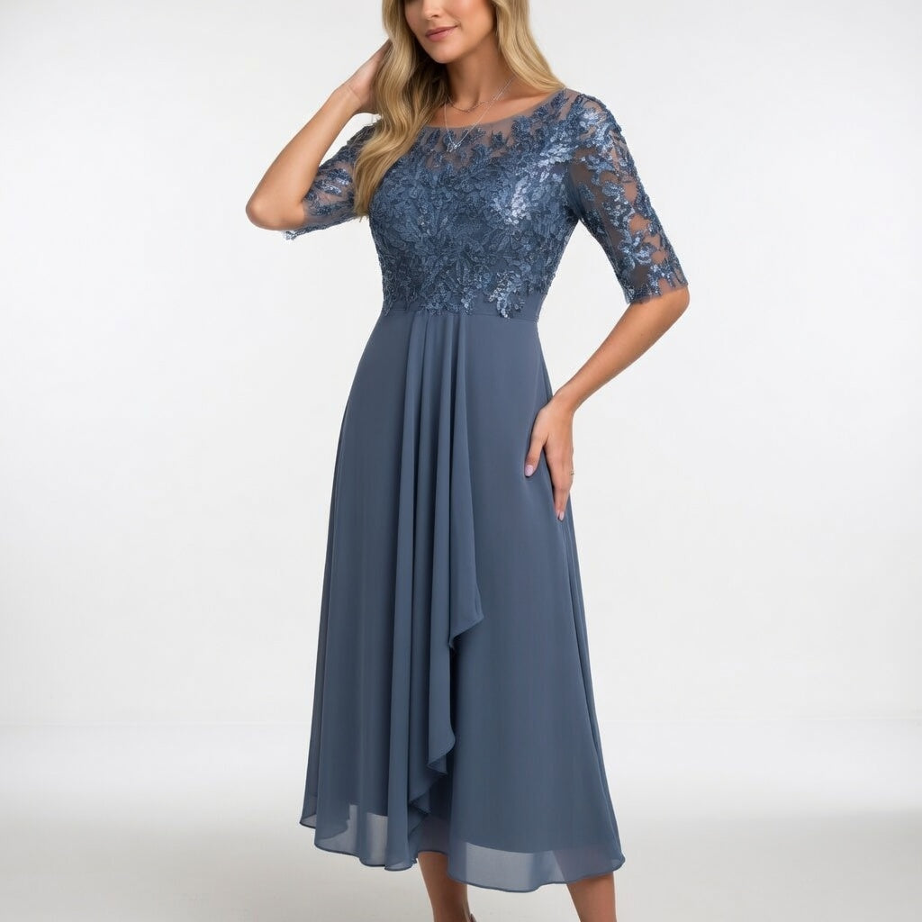 Abito midi in pizzo - Eleganza senza tempo per donna
