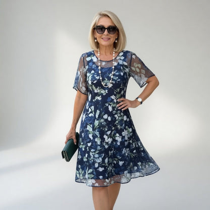 Abito midi in chiffon floreale — Eleganza naturale e raffinata