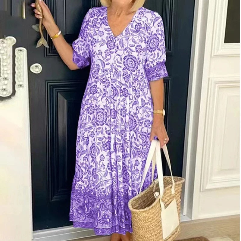 ARIAS - Abito Boho con scollo a V