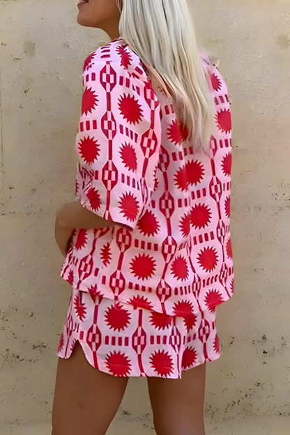 MARISSE – SET DI CAMICIA E SHORTS STILE SPIAGGIA IMPRESA
