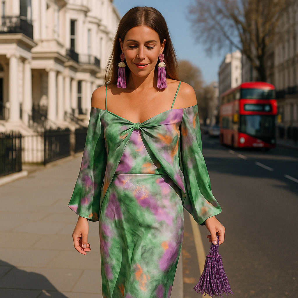 Nancy | Abito maxi elegante Con Bufanda Desmontable
