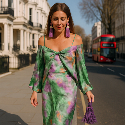 Nancy | Abito maxi elegante Con Bufanda Desmontable