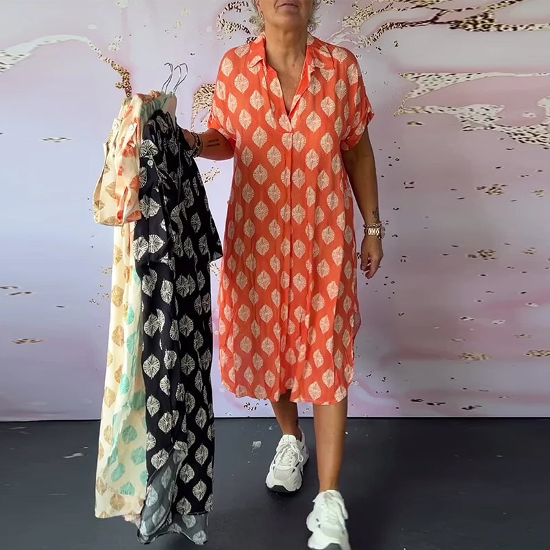 ELEANORA – ABITO CAMISERO IMPRESO CON SOLAPA LARGA