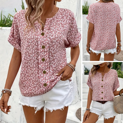 Cindy™ | Blusa di Collo Notched con Stampa Floreale