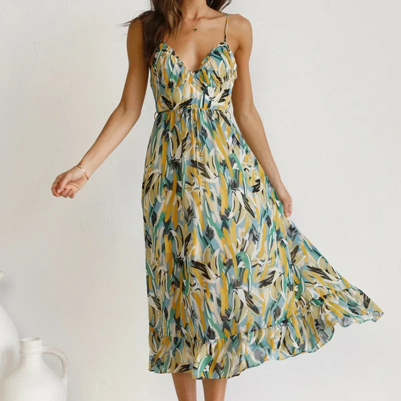 Clara - Abito Maxi Stampato Elegante