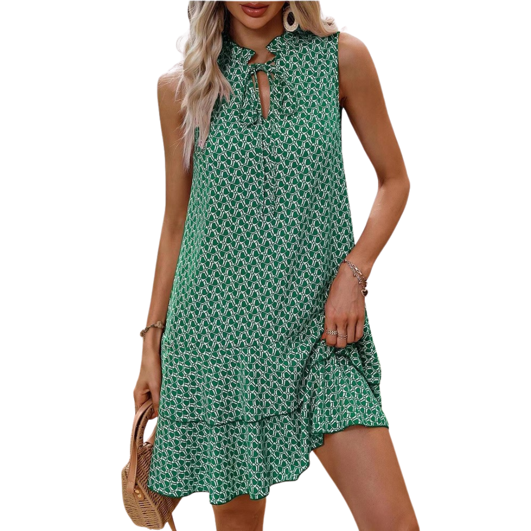 Abito midi Boho Stampato con Spalline Regolabili