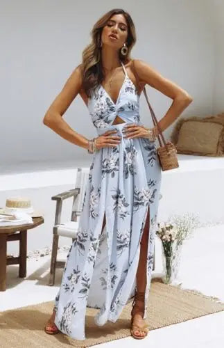 Sierra | Abito Maxi Halter Floreale Boho