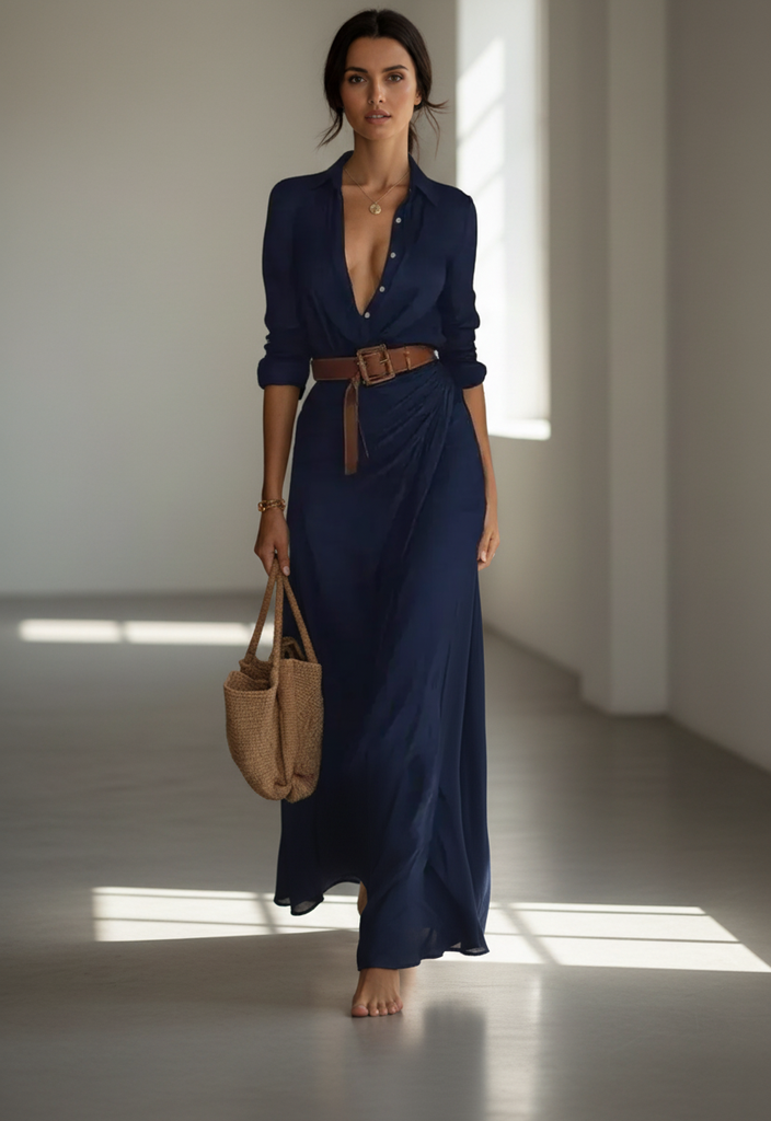 Abito maxi Ilona – Chic e Senza tempo in Khaki