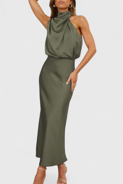 Rina Abito elegante di Collo halter Drappeggiato