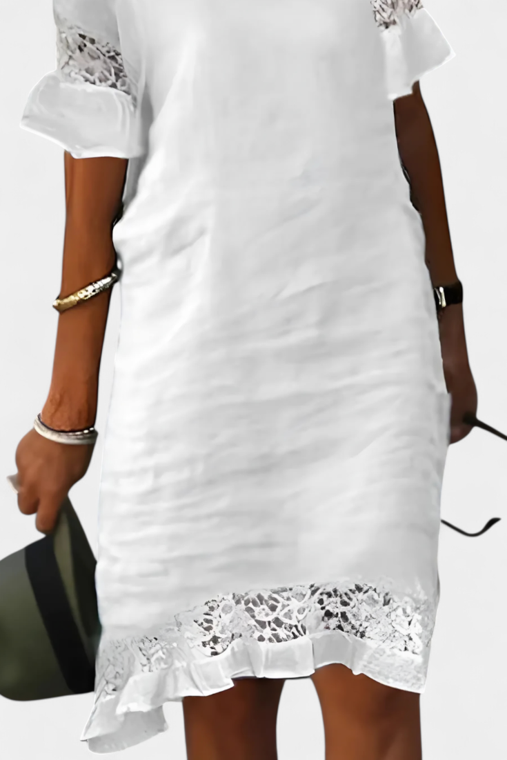 Karol Abito casual in lino con Pizzo e Collo Barco