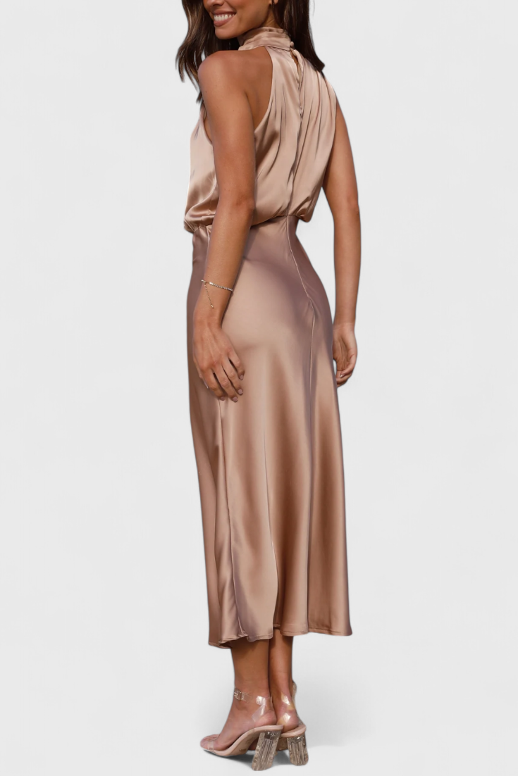 Rina Abito elegante di Collo halter Drappeggiato