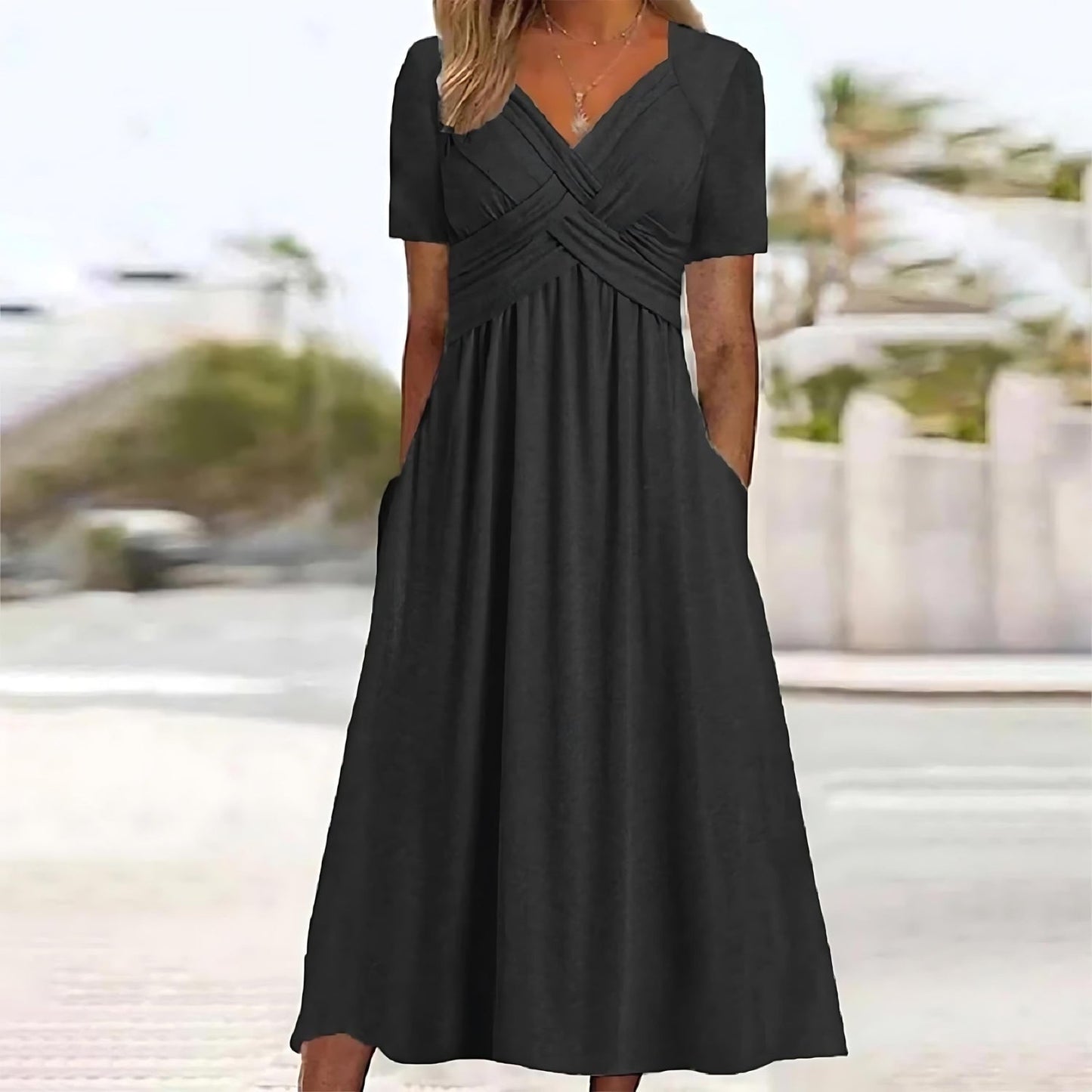 Elisa | Abito Midi Elegante con Control di Addome Valorizzante