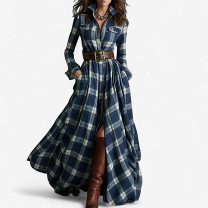 Abito maxi a Quadri Senza tempo - Eleganza Rústica e Raffinata