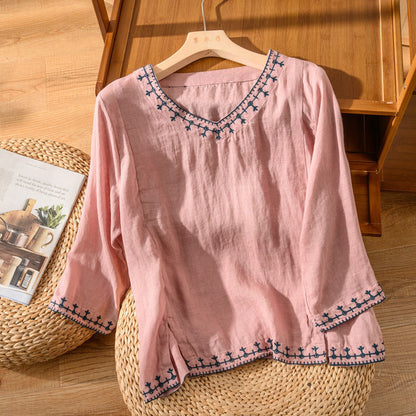 Nesta – Blusa Ricamata con scollo a V