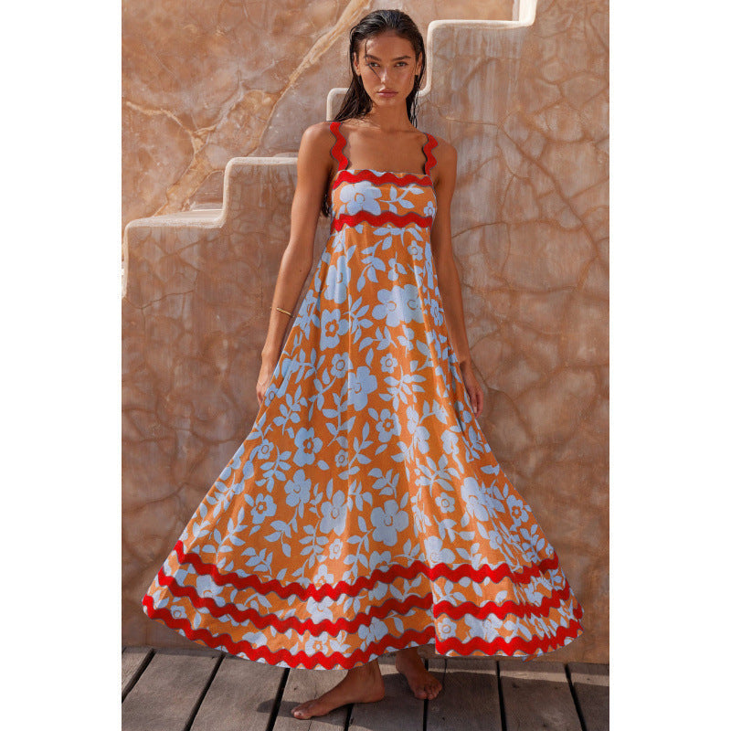 Wrenley - Abito maxi Boho di Collo Desgarrado