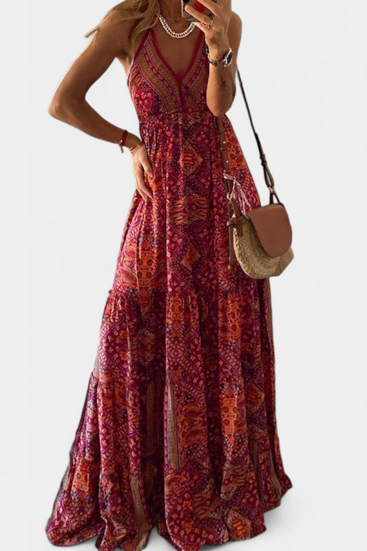 Saira Abito Vintage con Stampa floreale e Vita Alta