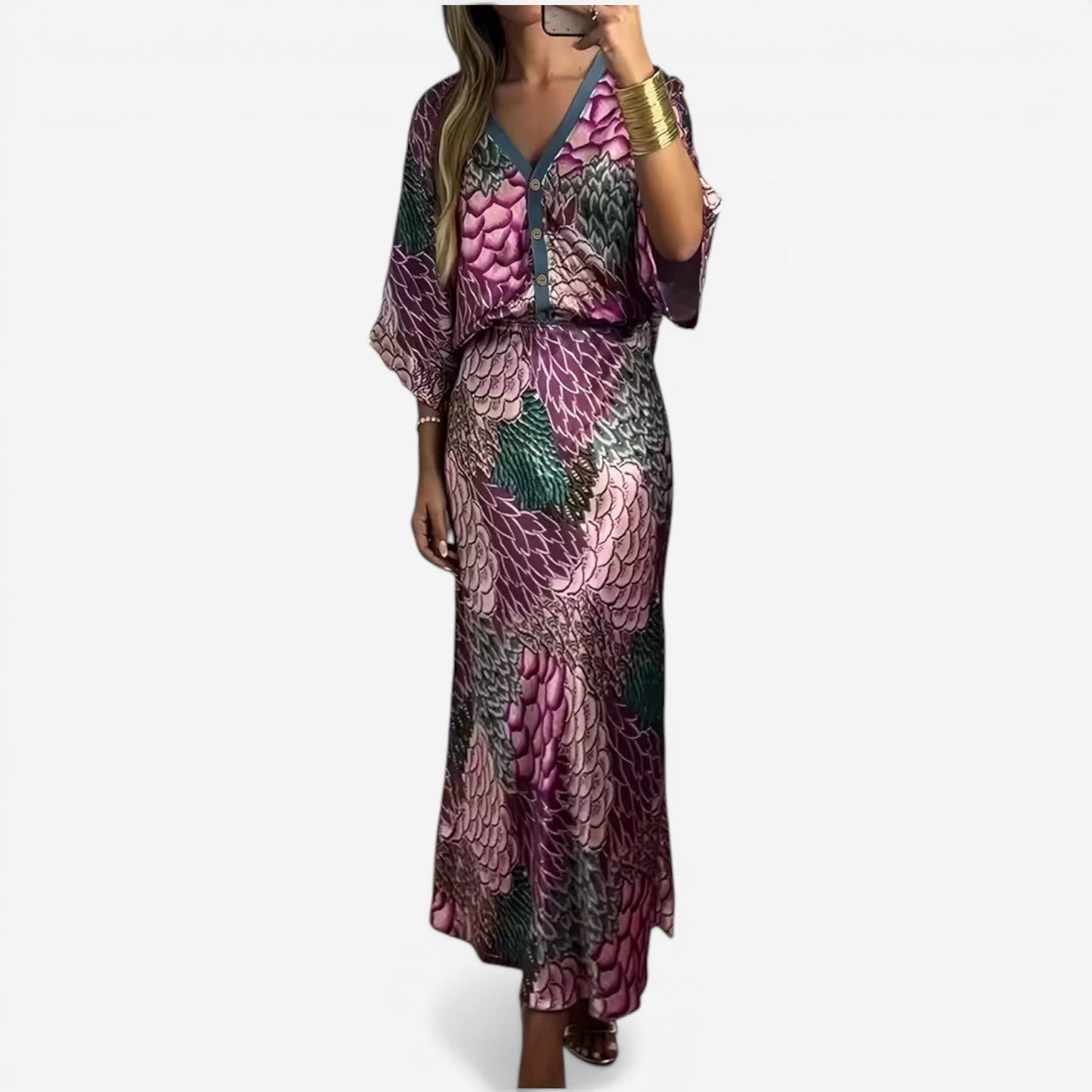 Abito midi Fluido con Fantasie - Eleganza Senza tempo