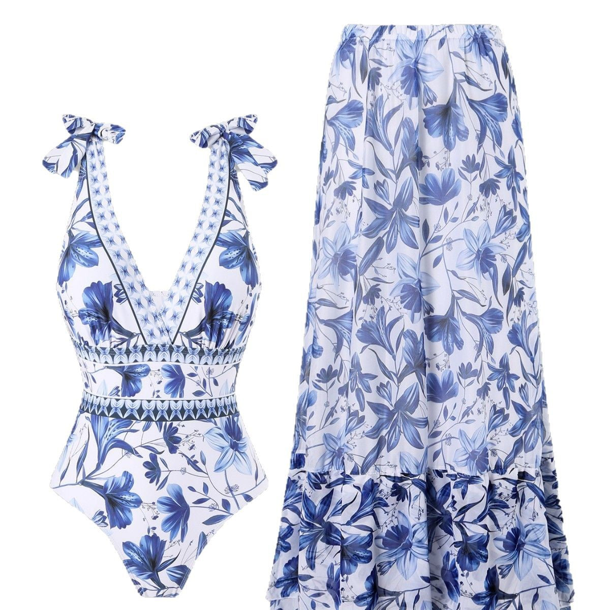 EMBERLY – GONNA A PORTAFOGLIO DI PORCELANA BLU E BIANCA