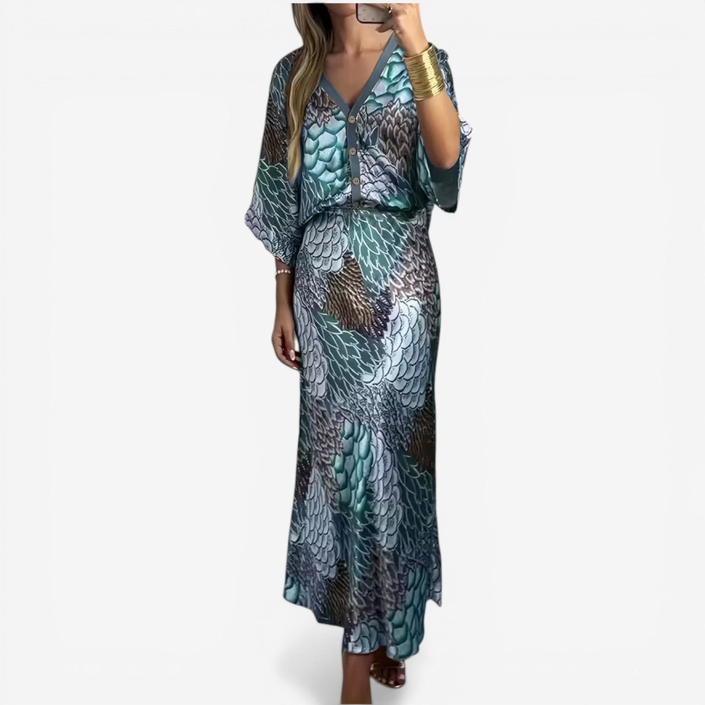 Abito midi Fluido con Fantasie - Eleganza Senza tempo