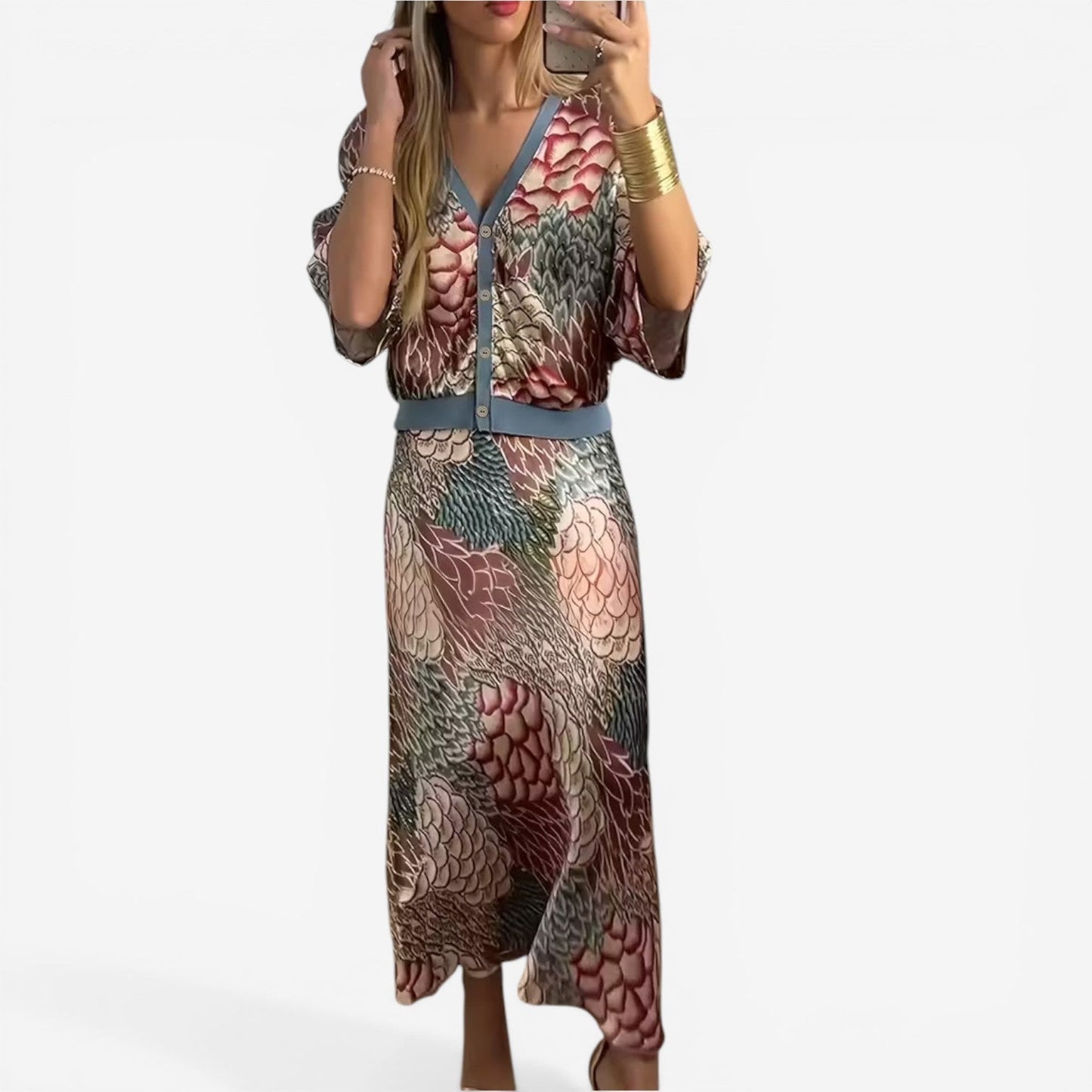 Abito midi Fluido con Fantasie - Eleganza Senza tempo