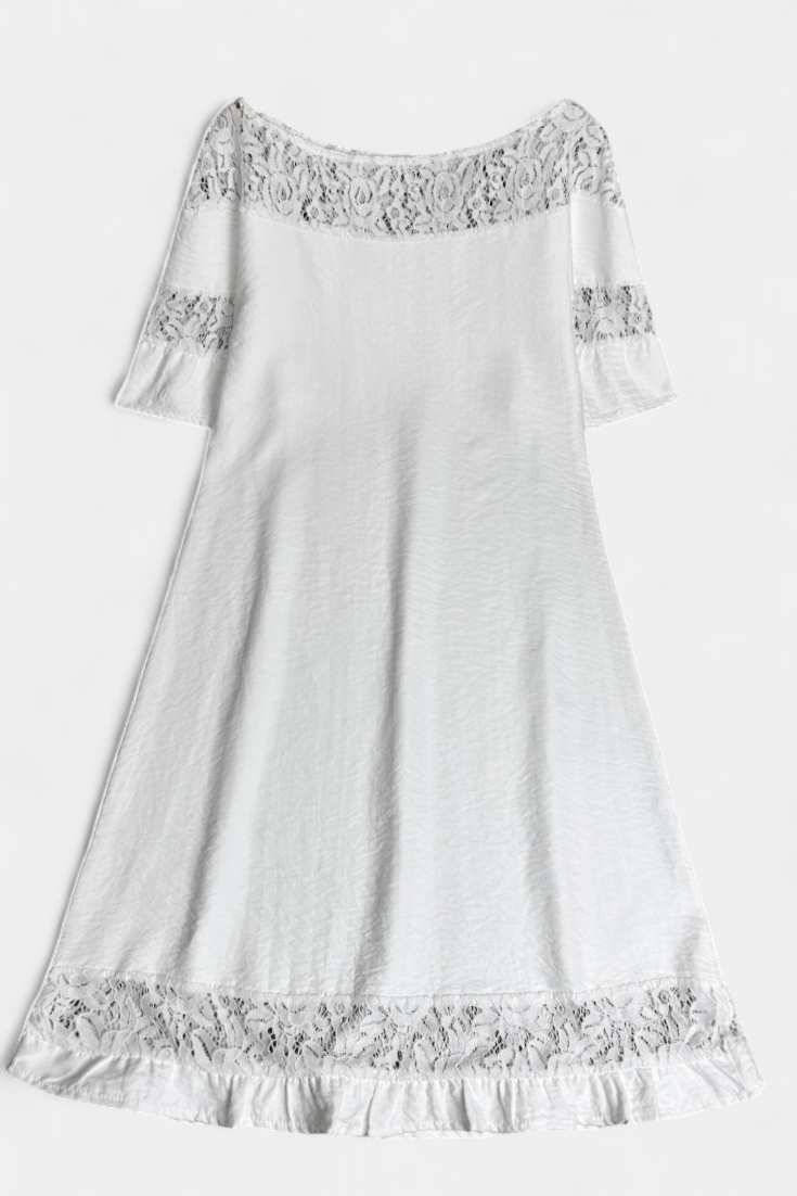 Karol Abito casual in lino con Pizzo e Collo Barco