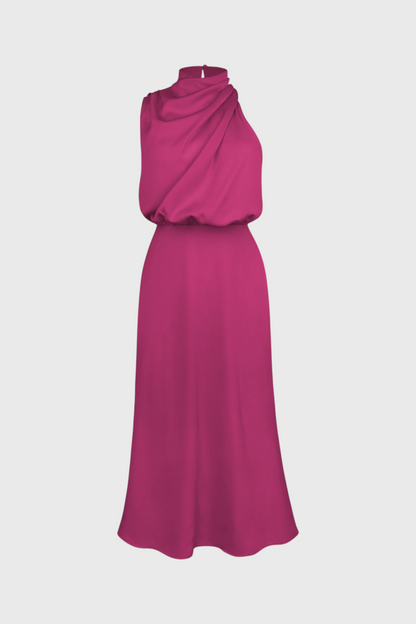 Rina Abito elegante di Collo halter Drappeggiato