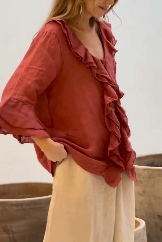 Primrose – Blusa Tunica con Volant nel Davanti