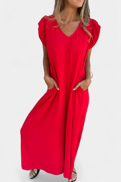Isela Jumpsuit di Collo a V con Stampa di Leopardo