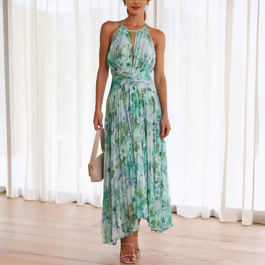 Celestine – Abito Maxi con Scollo Halter Plissettato